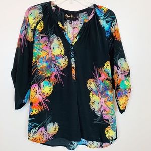 Yumi Kim | Yumi 100% Silk Black Floral Hologram